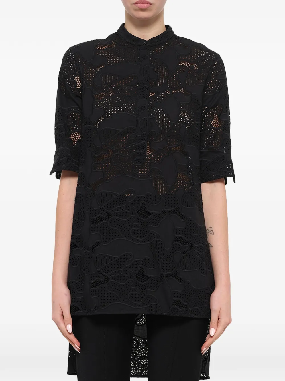 Neil Barrett laser-cut high-low shirt - Nero