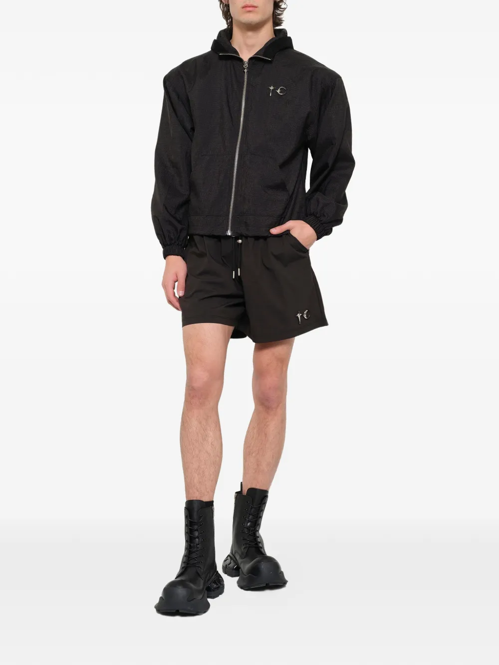 THUG CLUB TC Riding Skull hybride shorts Zwart