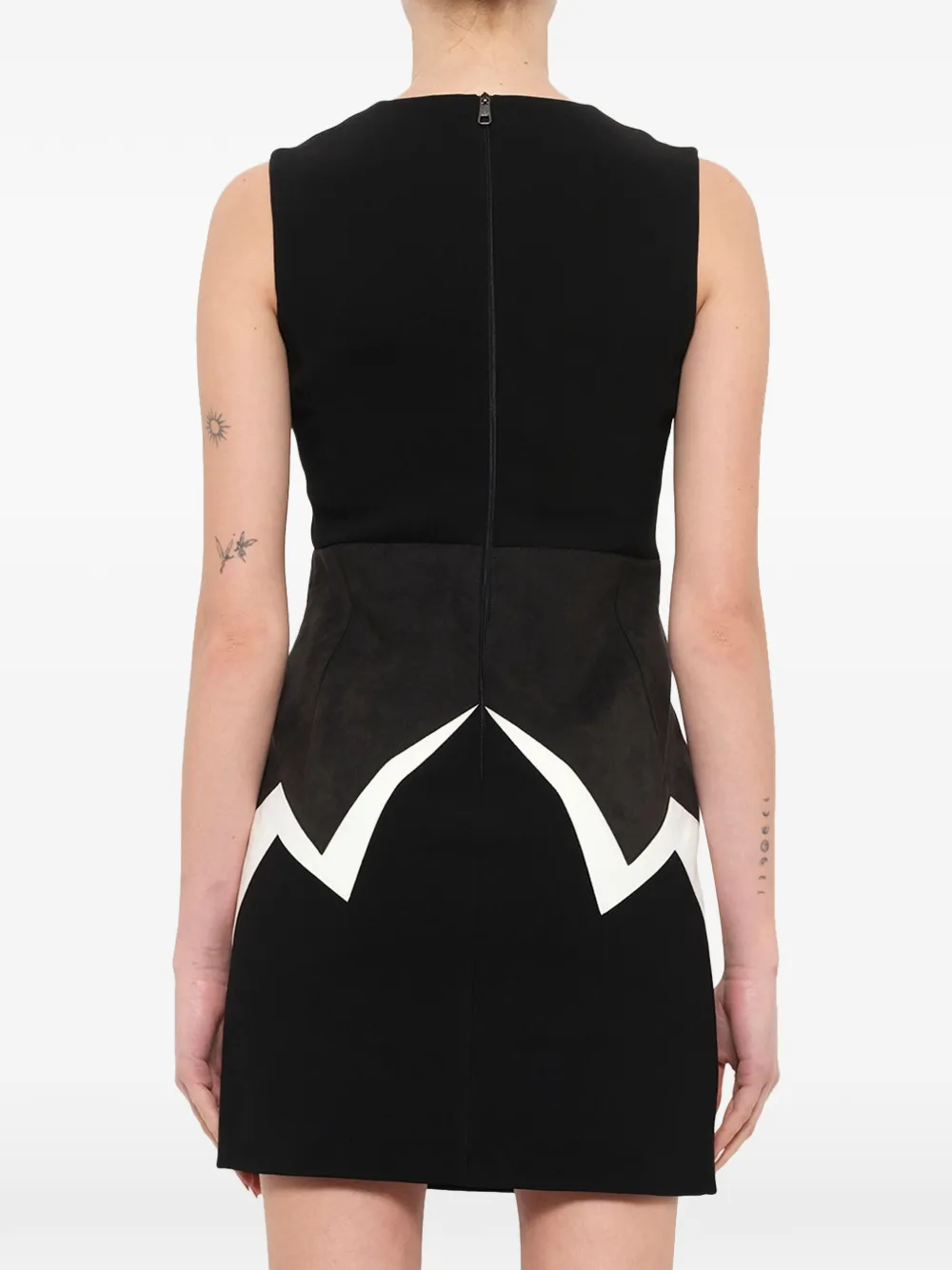 Neil Barrett Mouwloze mini-jurk met zigzag-vlak Zwart