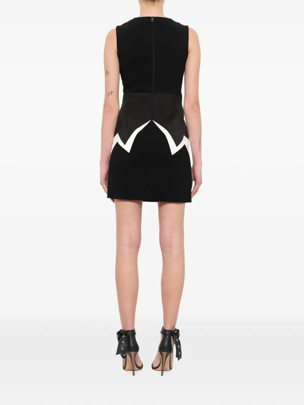 Neil Barrett Mouwloze mini-jurk met zigzag-vlak Zwart