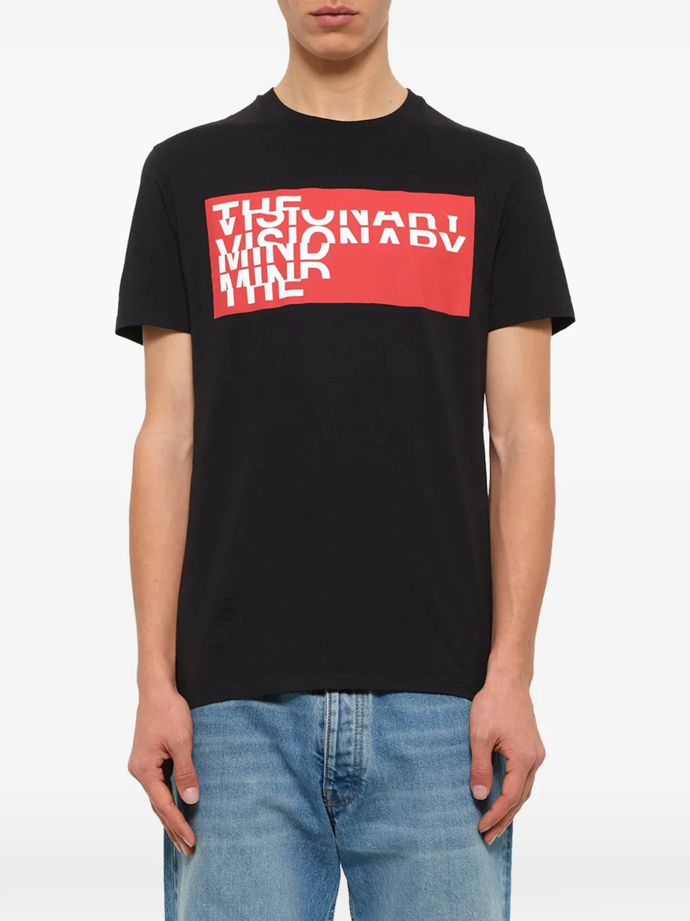 Neil Barrett slogan-print distressed T-shirt - Noir Neil Barrett slogan-print distressed T-shirt - Noir