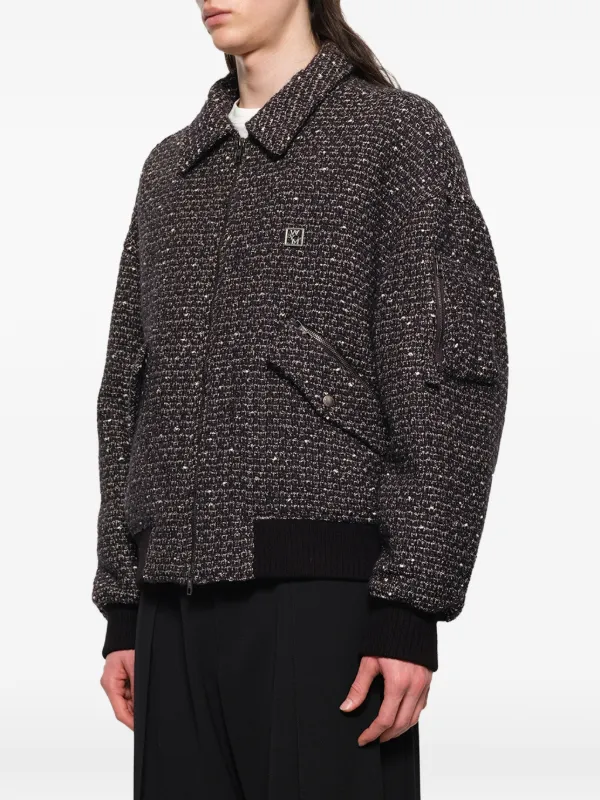 Wooyoungmi Tweed zip-up Bomber Jacket | Black | FARFETCH JO