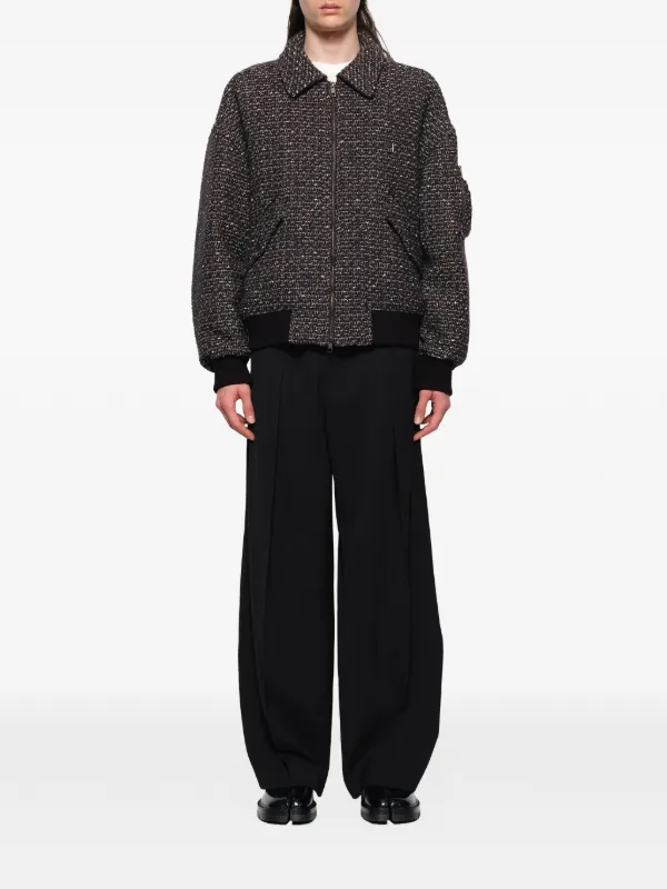 Wooyoungmi Tweed zip-up Bomber Jacket | Black | FARFETCH JO
