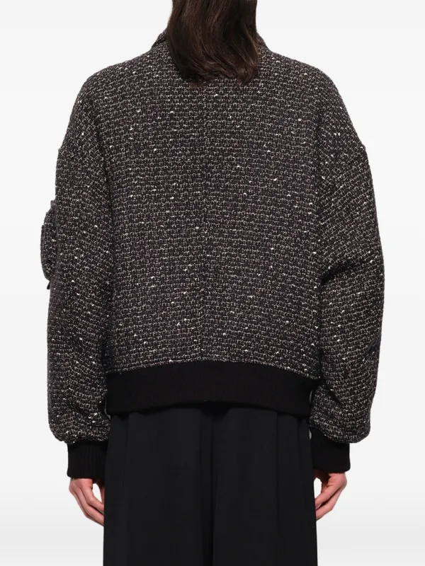 Wooyoungmi Tweed zip-up Bomber Jacket | Black | FARFETCH JO