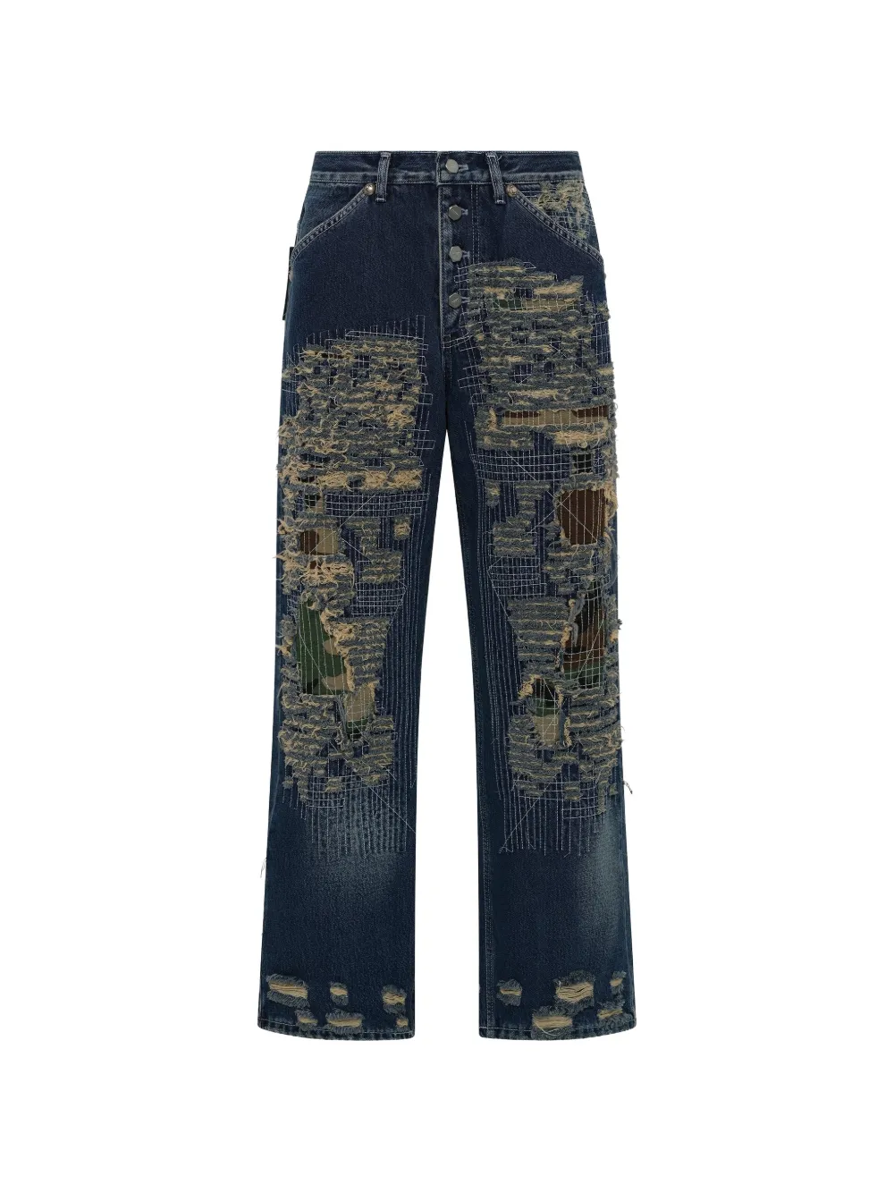 THUG CLUB distressed wide-leg jeans - Blu
