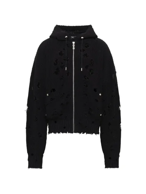 THUG CLUB Tc destroyed distressed knit hoodie