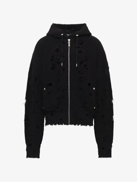 THUG CLUB Tc destroyed distressed knit hoodie