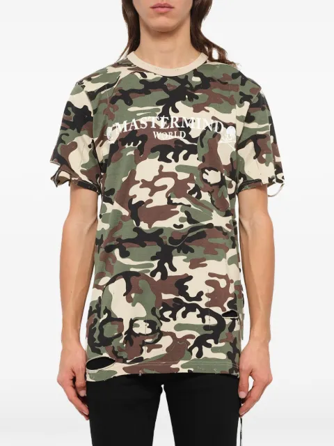 Mastermind Japan camo-print distressed T-shirt