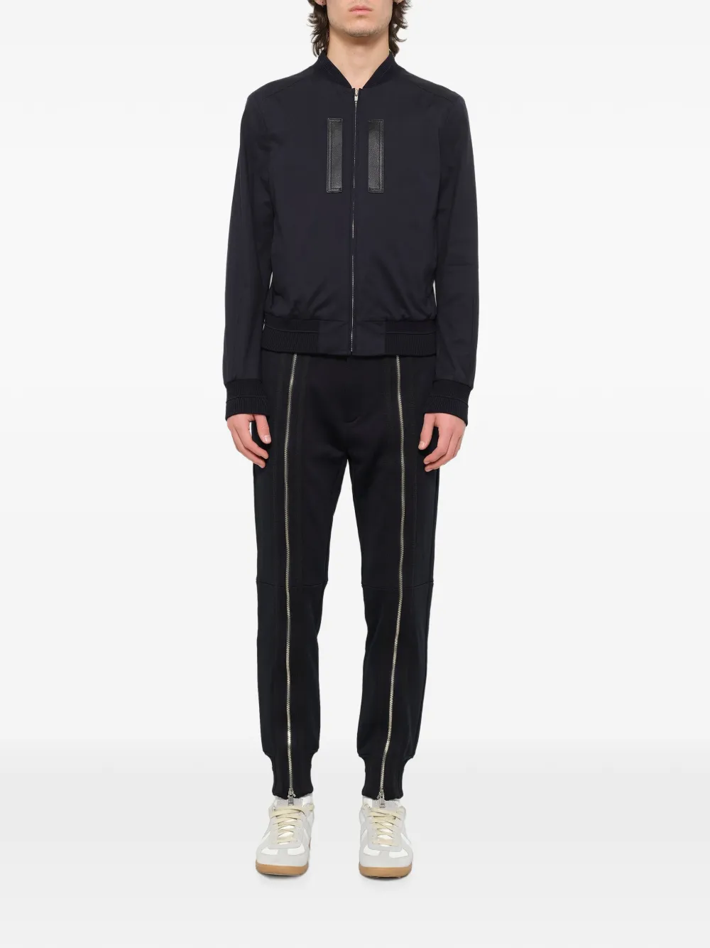 Juun.J Bomberjack met leren patch Blauw