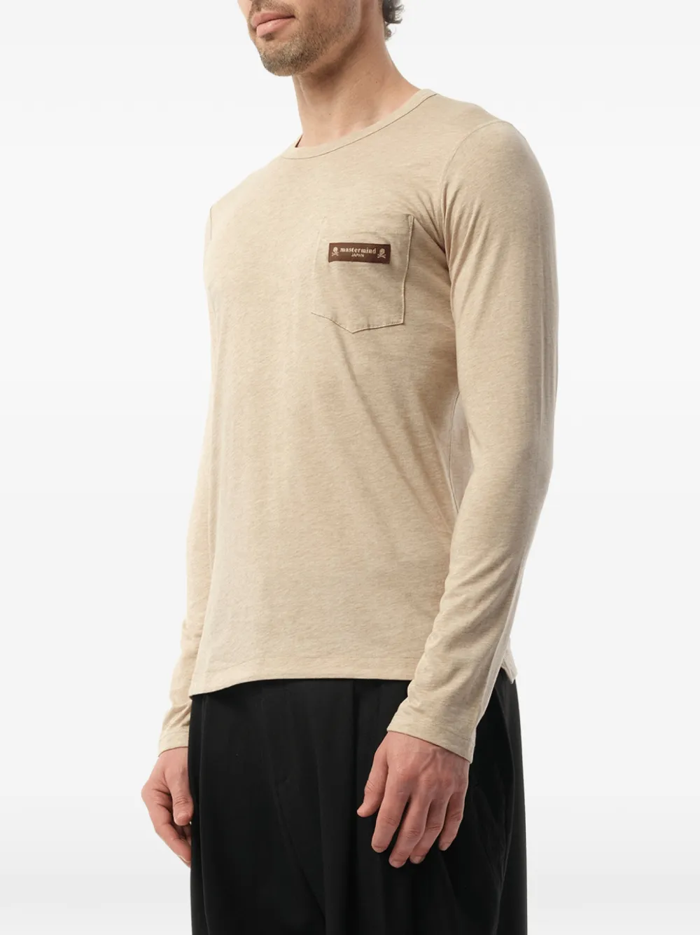 Mastermind Japan T-shirt met logopatch Beige