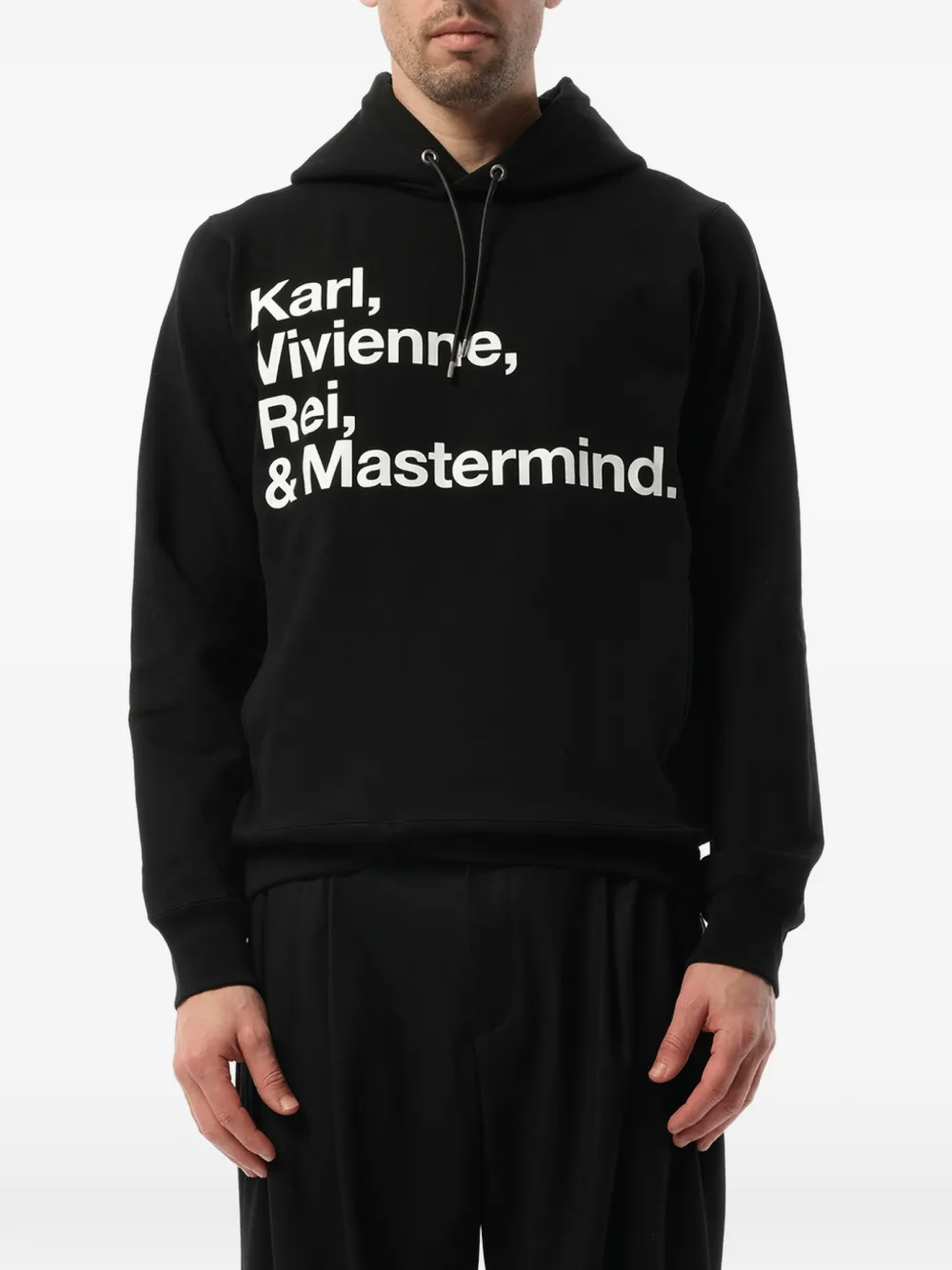 Mastermind Japan lettering-print drawstring hoodie - Nero