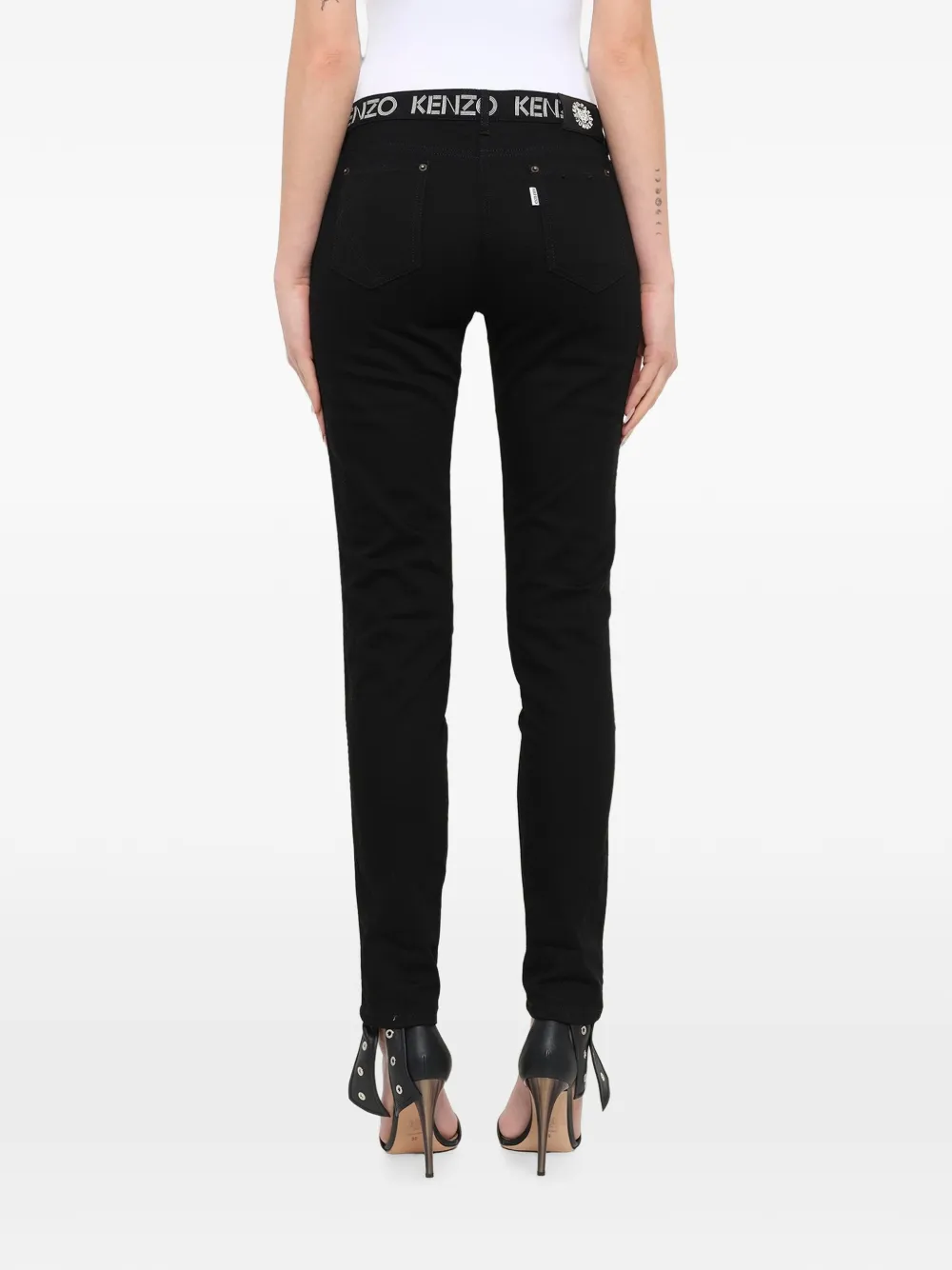 Kenzo logo-waistband skinny trousers Zwart