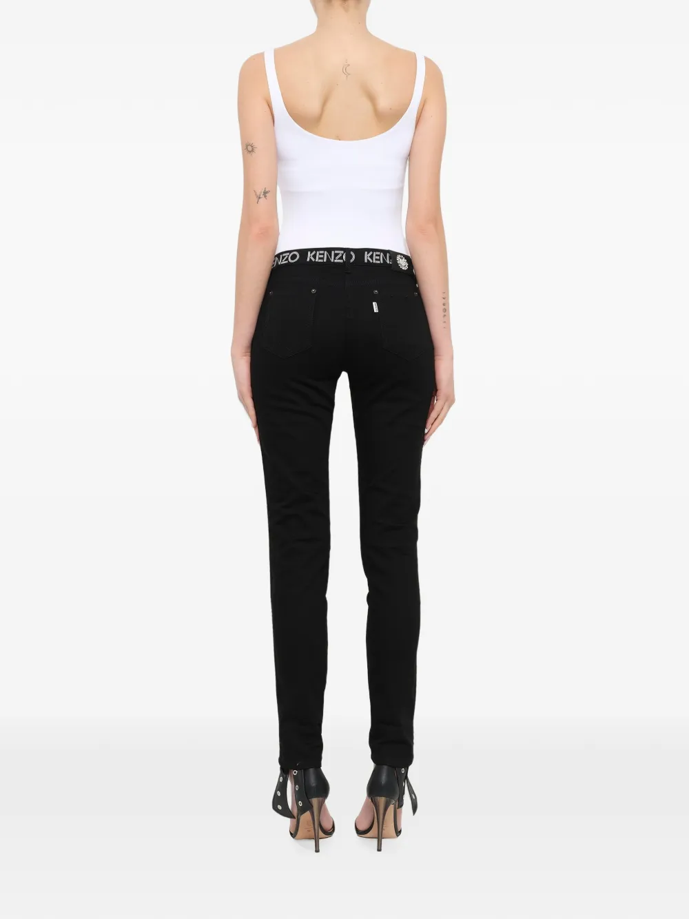 Kenzo logo-waistband skinny trousers Zwart