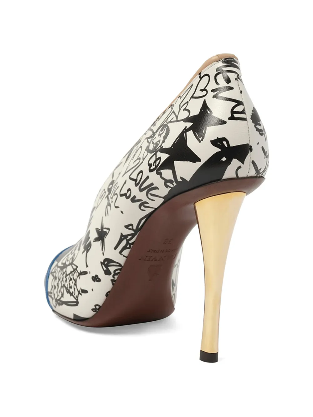Lanvin V-neck graphic-print pumps Wit