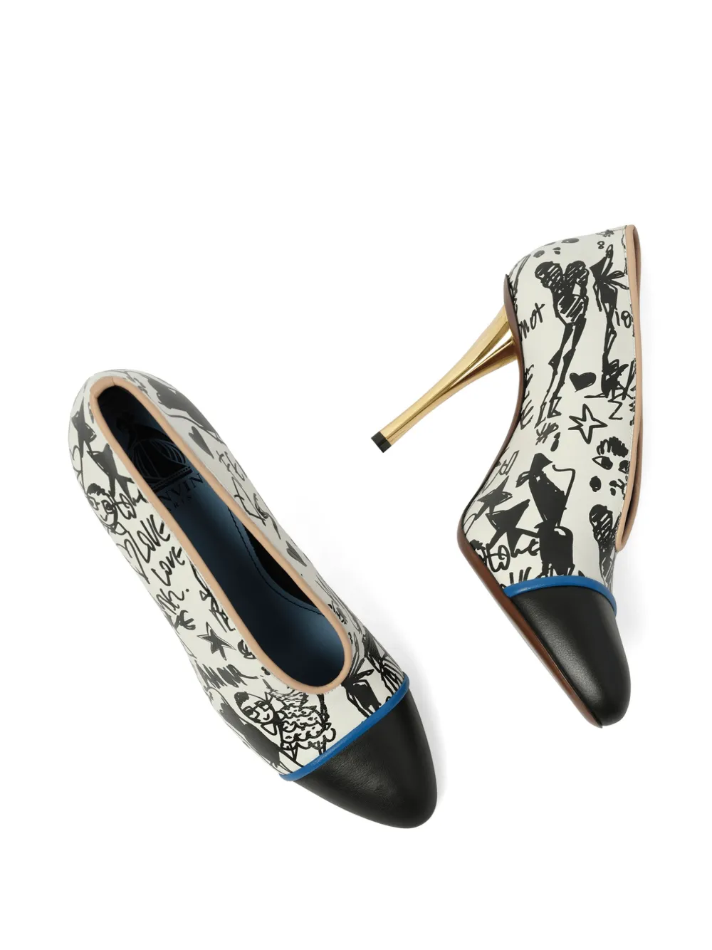Lanvin V-neck graphic-print pumps Wit