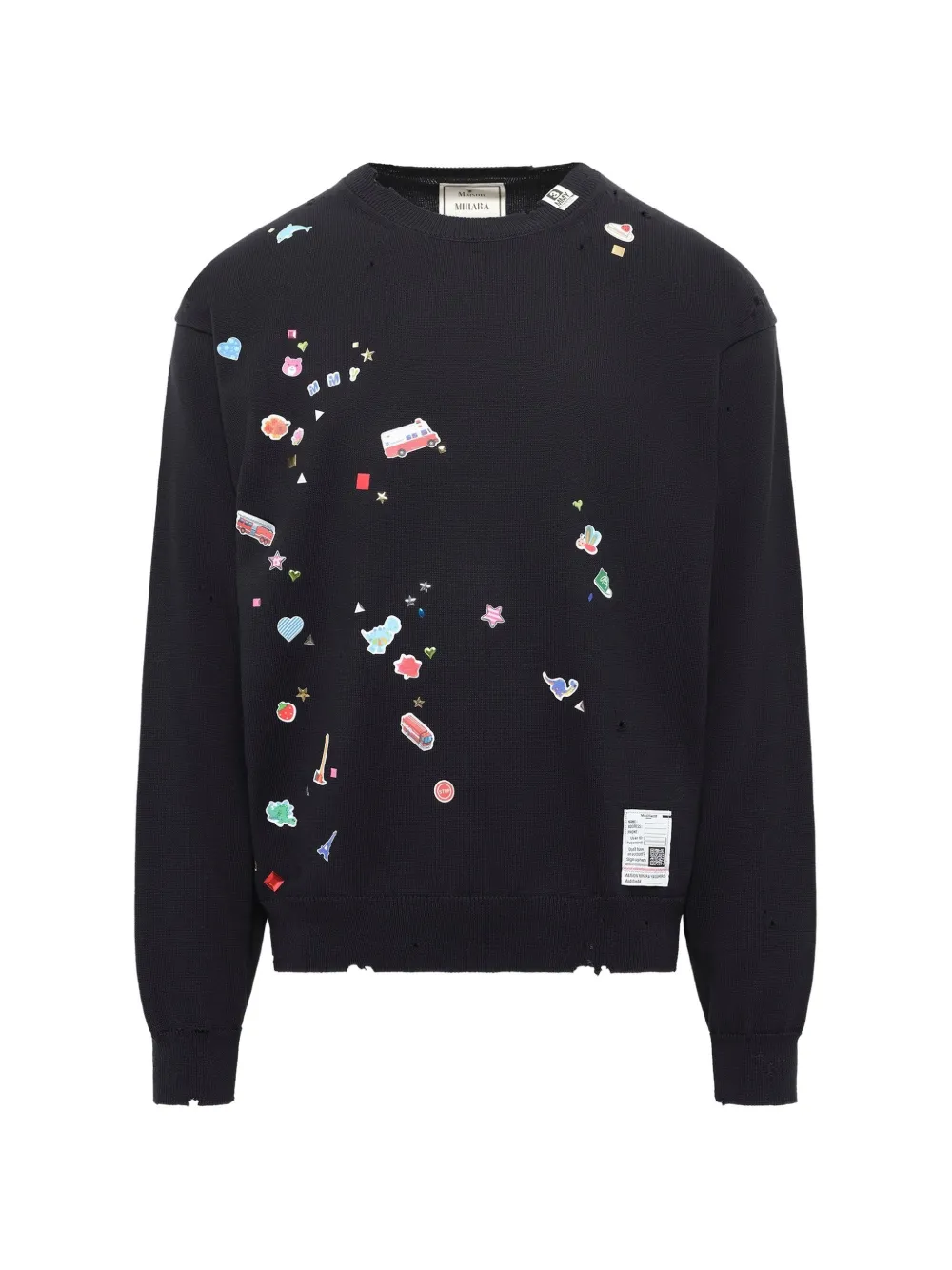 Maison MIHARA YASUHIRO Kids Sticker distressed sweatshirt - Schwarz