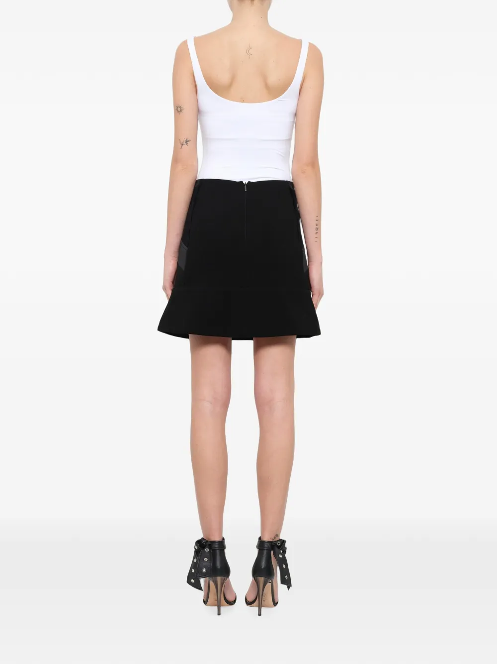 Neil Barrett panelled flared mini skirt Zwart