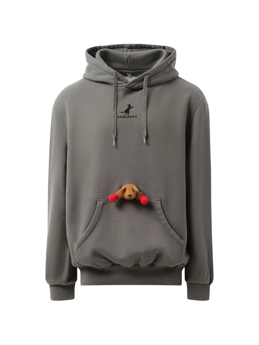 Doublet x Marais embroidered kangaroo-plush hoodie - Grigio