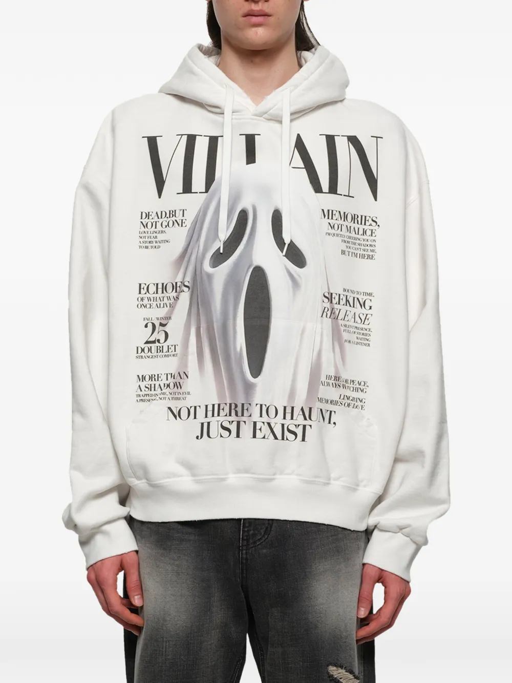Doublet Villain Cover hoodie met print Wit