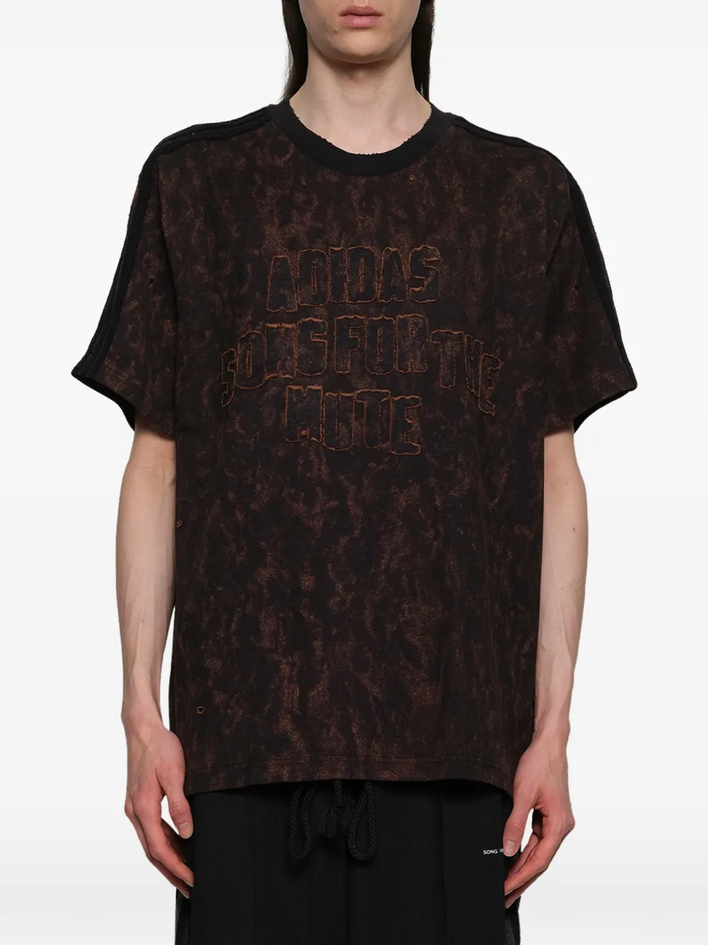 Song For The Mute x adidas 006 T-shirt met gebleekt effect Zwart