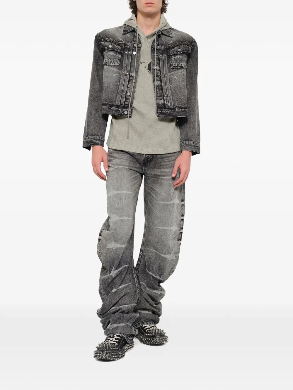 THUG CLUB デニムジャケット THUG CLUB TC Spine デニムジャケット | ブラック | FARFETCH JP