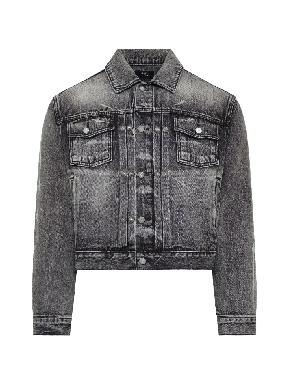 THUG CLUB TC Spine laser-etched denim jacket - Nero