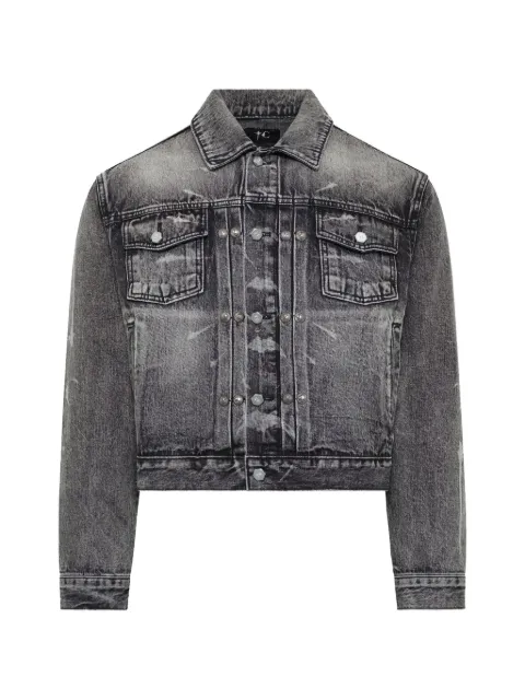 THUG CLUB TC Spine laser-etched denim jacket