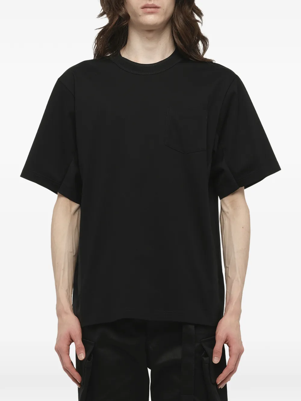 sacai Suiting-panelled jersey T-shirt - Nero