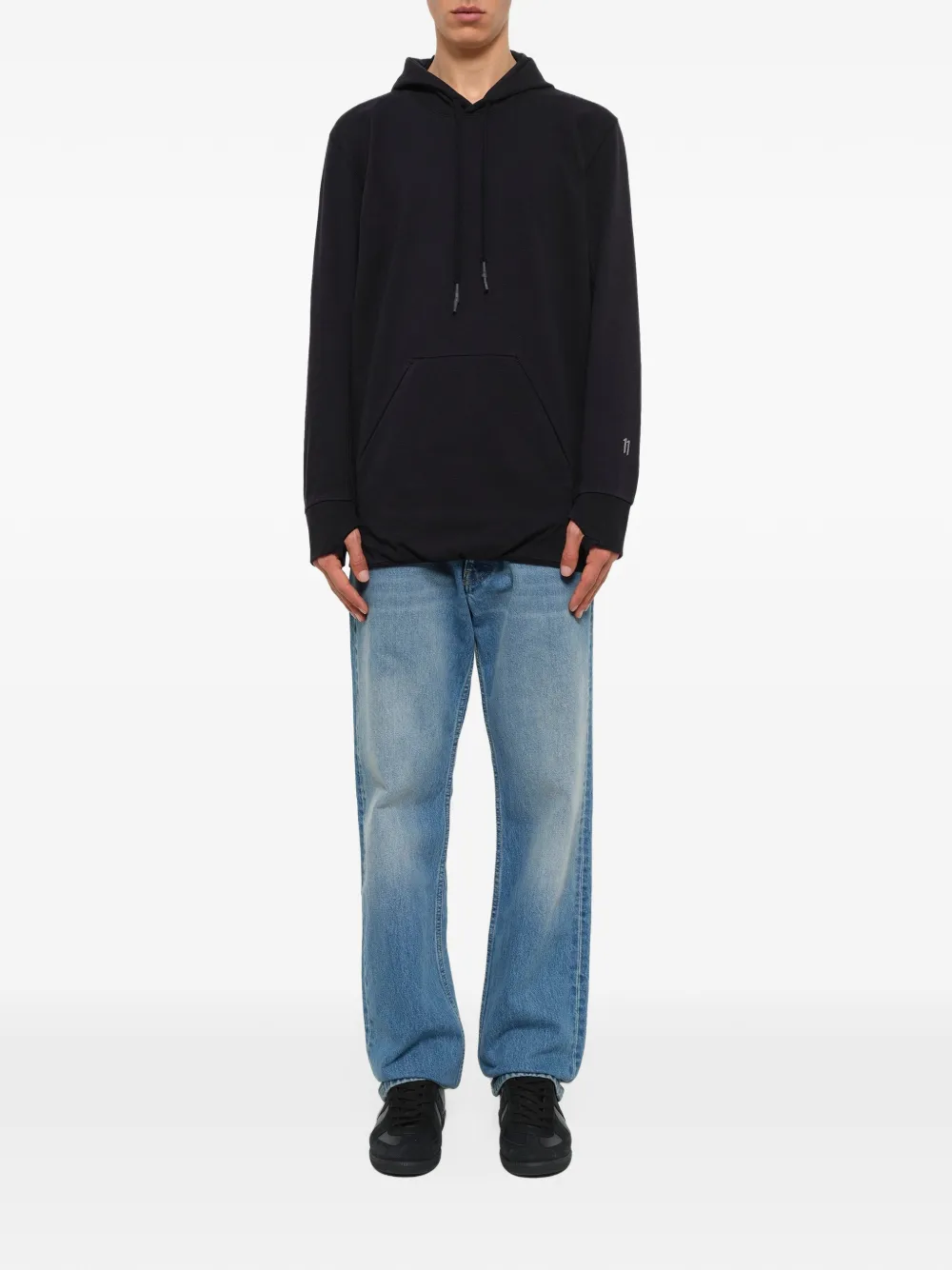 11 By Boris Bidjan Saberi mask-integrated thumbhole-cuff hoodie Zwart