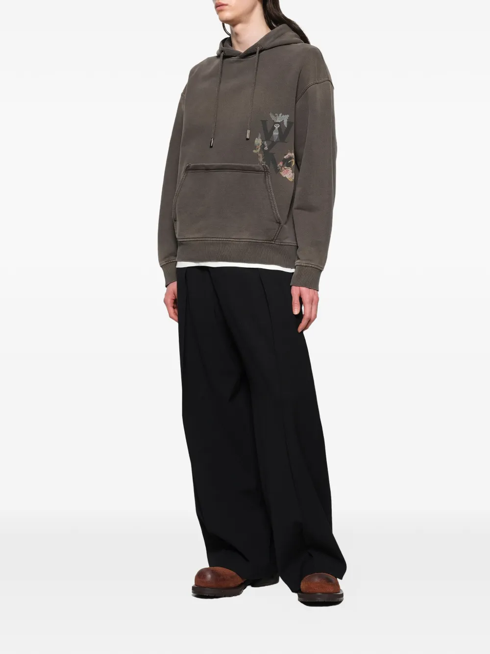 Wooyoungmi Hoodie met print Bruin