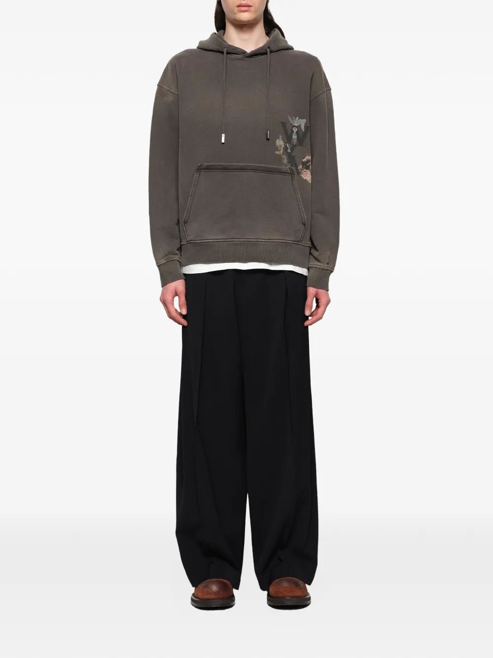 Wooyoungmi Hoodie met print Bruin