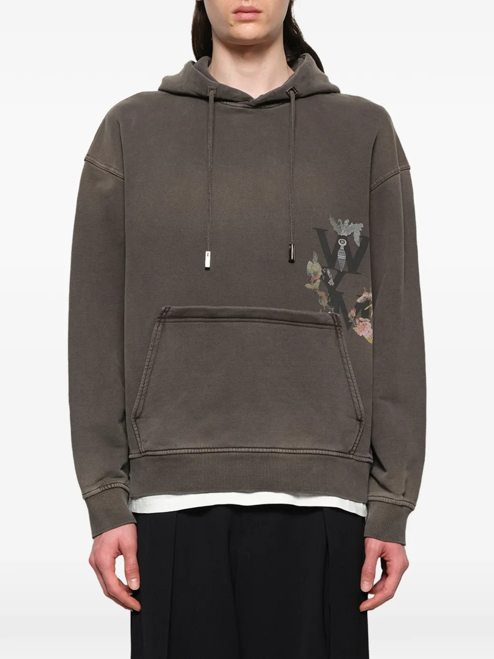 Wooyoungmi Hoodie met print Bruin