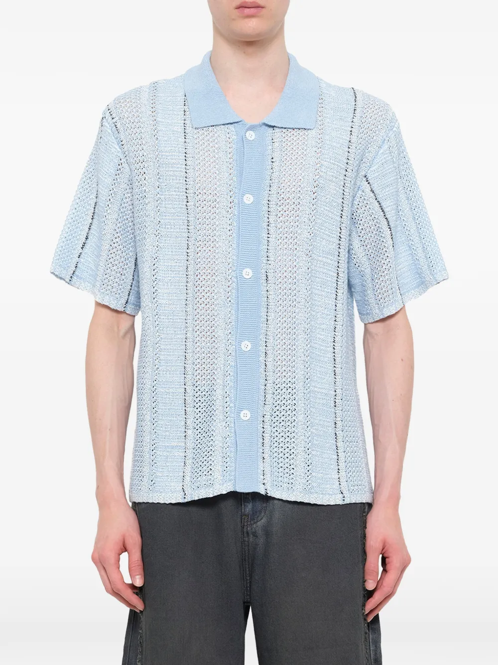 Feng Chen Wang Gebreid overhemd Blauw
