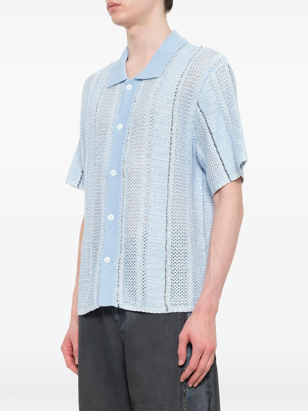 Feng Chen Wang Gebreid overhemd Blauw