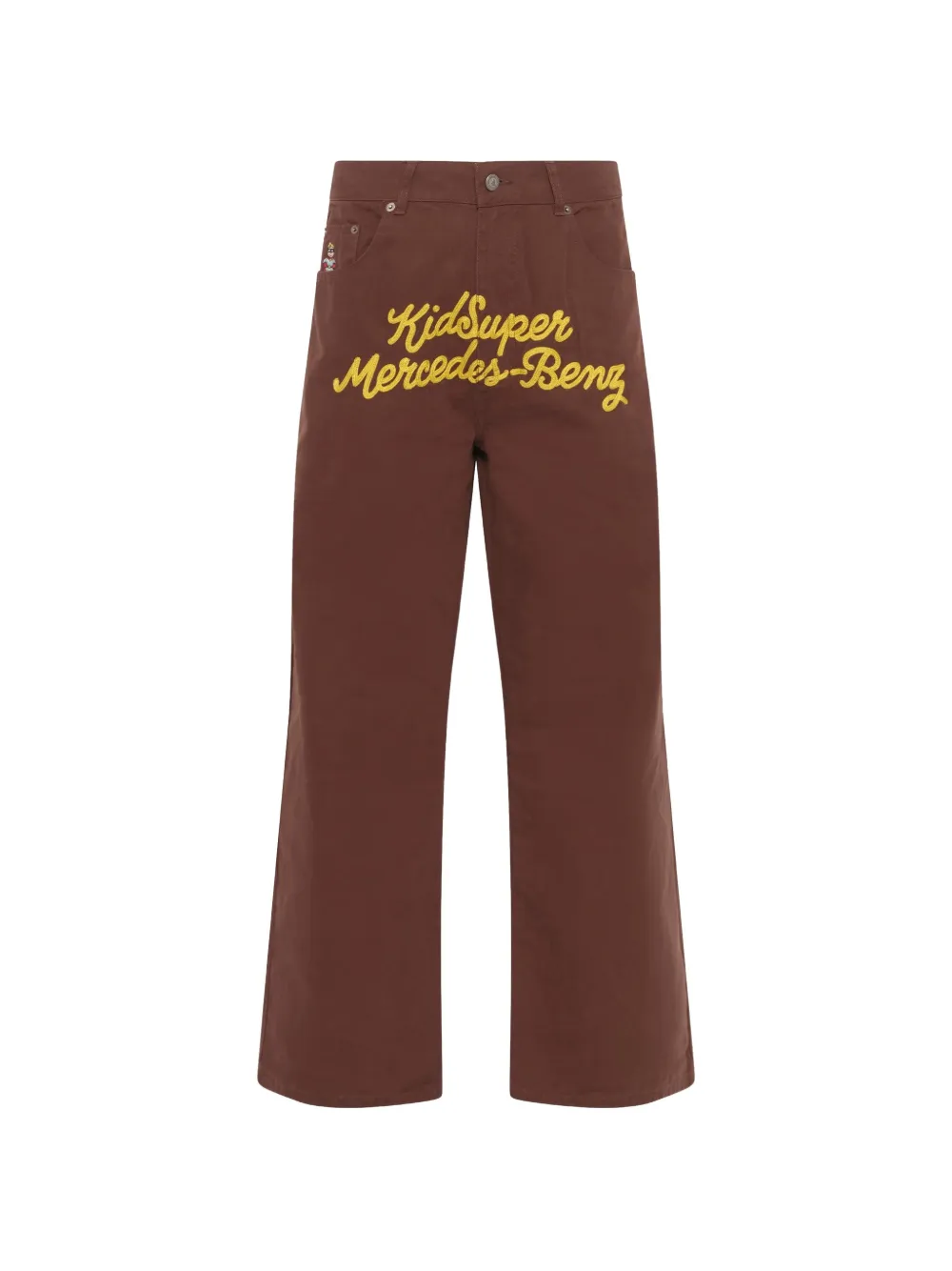 KidSuper x Mercedes Benz logo-embroidered wide-leg trousers - Braun