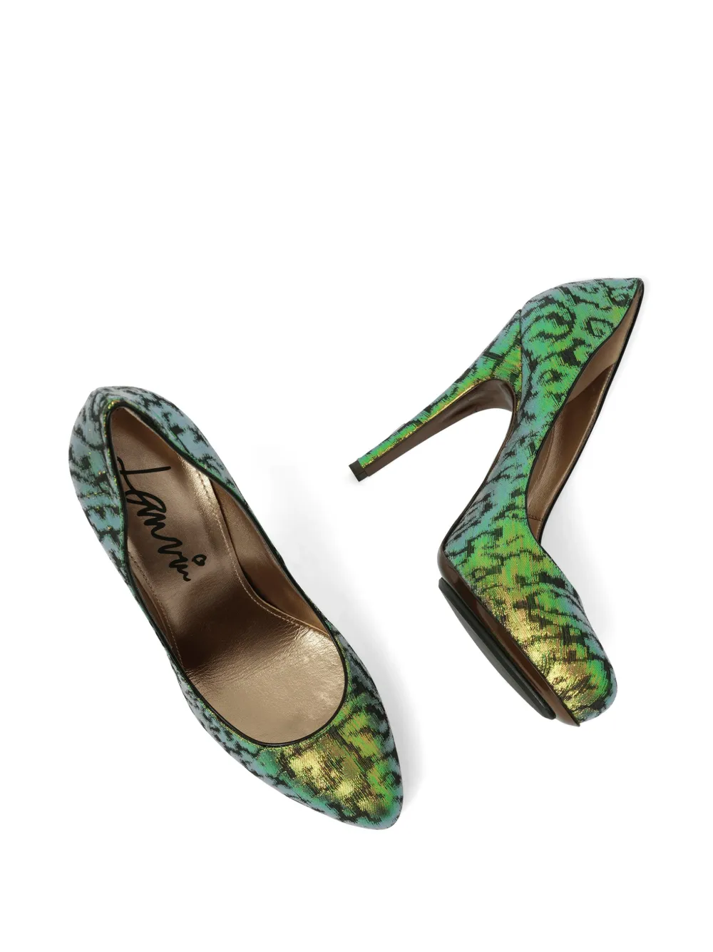 Lanvin metallic-effect patterned pumps Groen