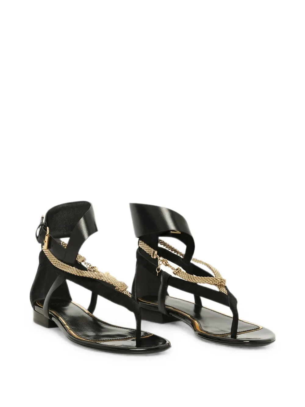 Lanvin chain-embellished buckle-fastening sandals Zwart