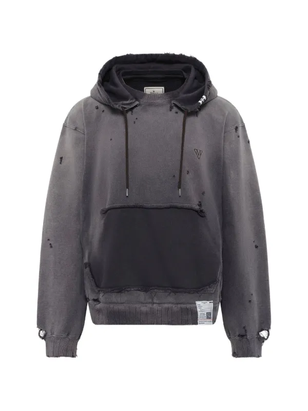 【超貴重】Maison Mihara Yasuhiro ダメージ加工 パーカー Maison MIHARA YASUHIRO サンフェイド ダメージ パーカー | ブラック