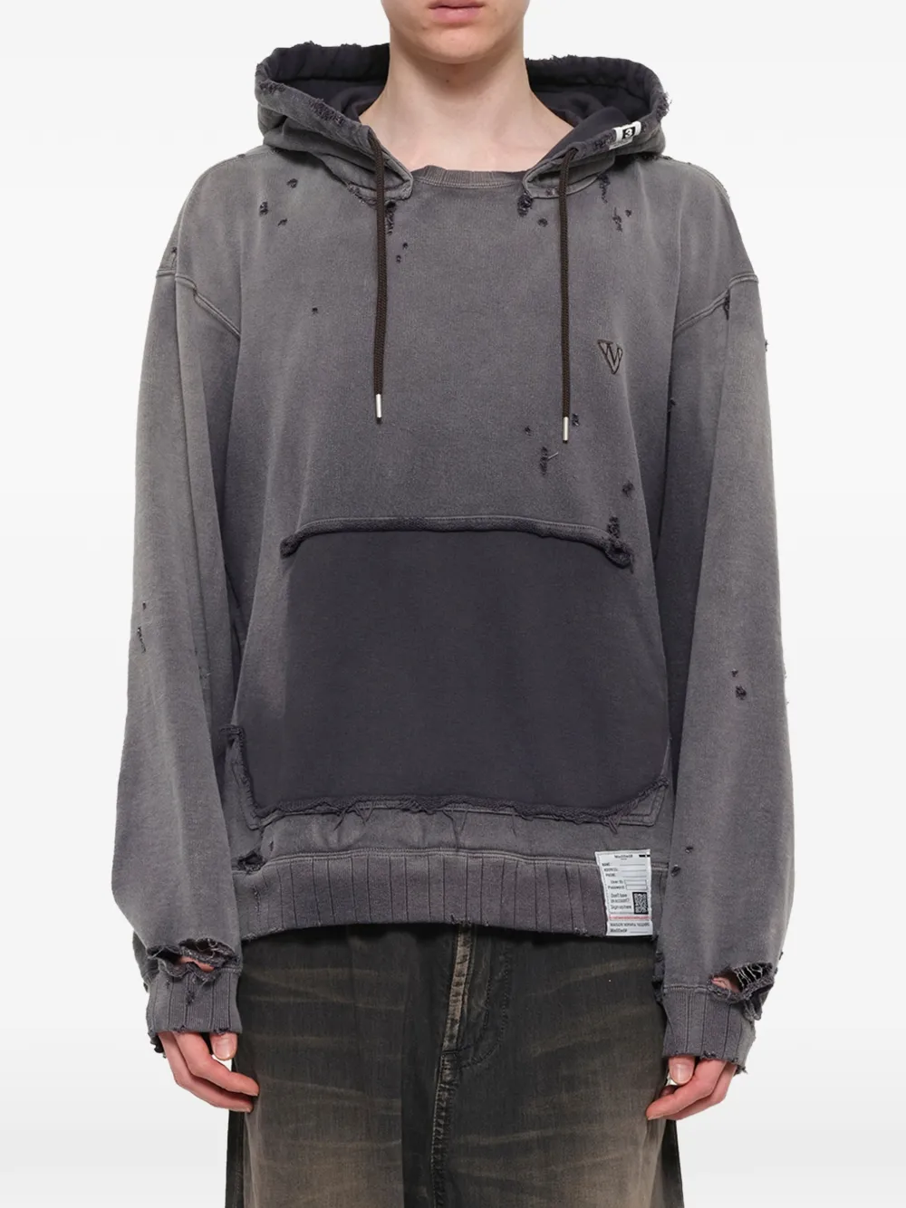 Maison MIHARA YASUHIRO Gerafelde hoodie met vervaagd effect Zwart