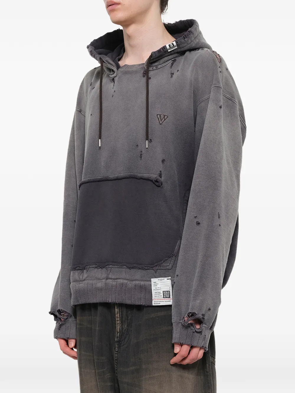 Maison MIHARA YASUHIRO Gerafelde hoodie met vervaagd effect Zwart