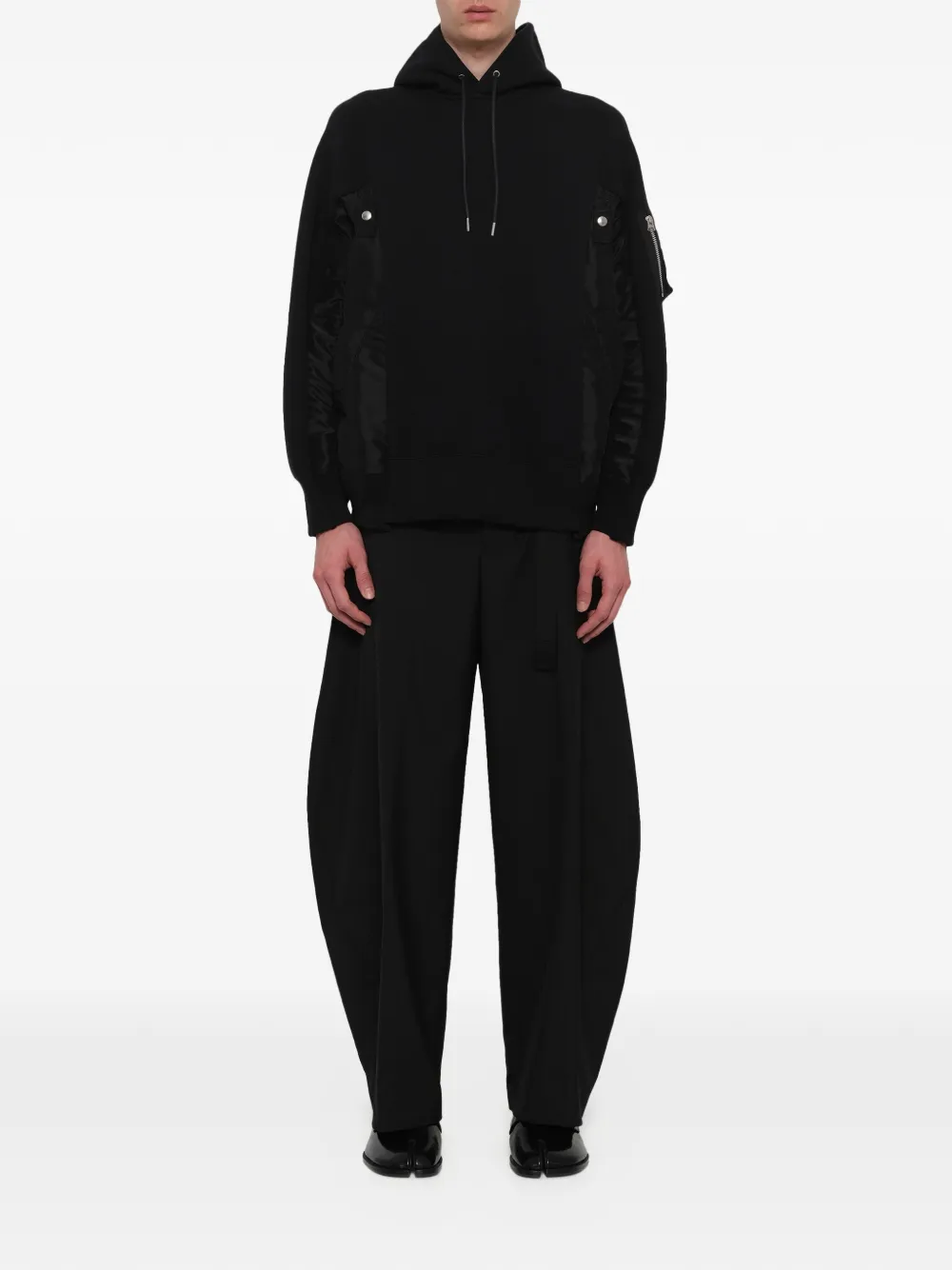 sacai Sponge Sweat twill hoodie Zwart