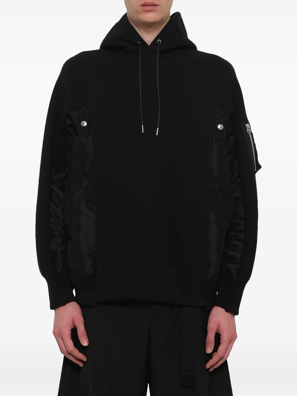 sacai Sponge Sweat twill hoodie Zwart