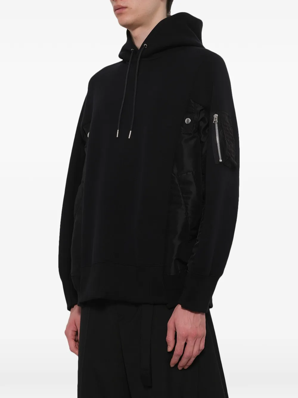 sacai Sponge Sweat twill hoodie Zwart