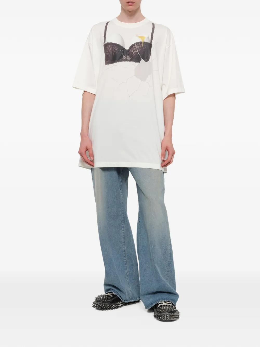 Doublet Egg Bra T-shirt met grafische print Wit