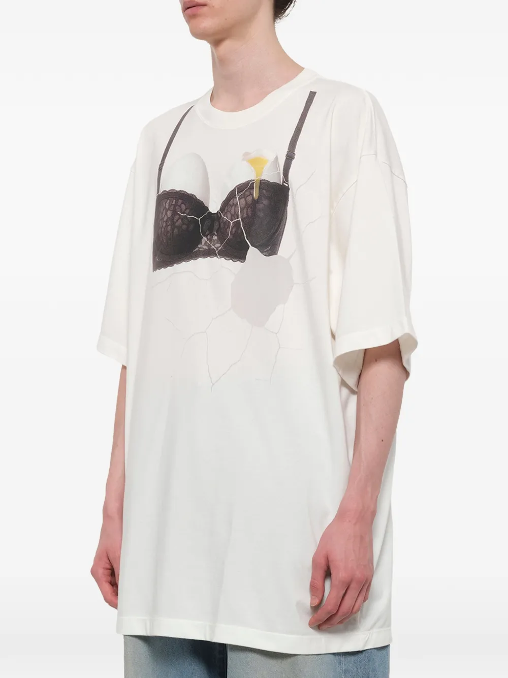 Doublet Egg Bra T-shirt met grafische print Wit