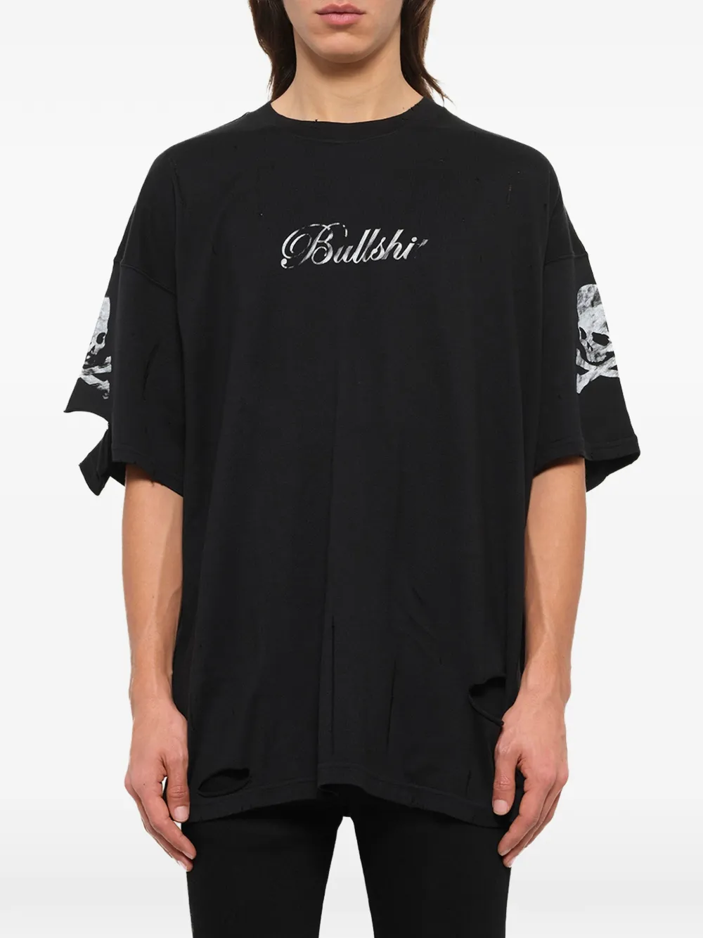 Mastermind Japan distressed skull-print T-shirt · L