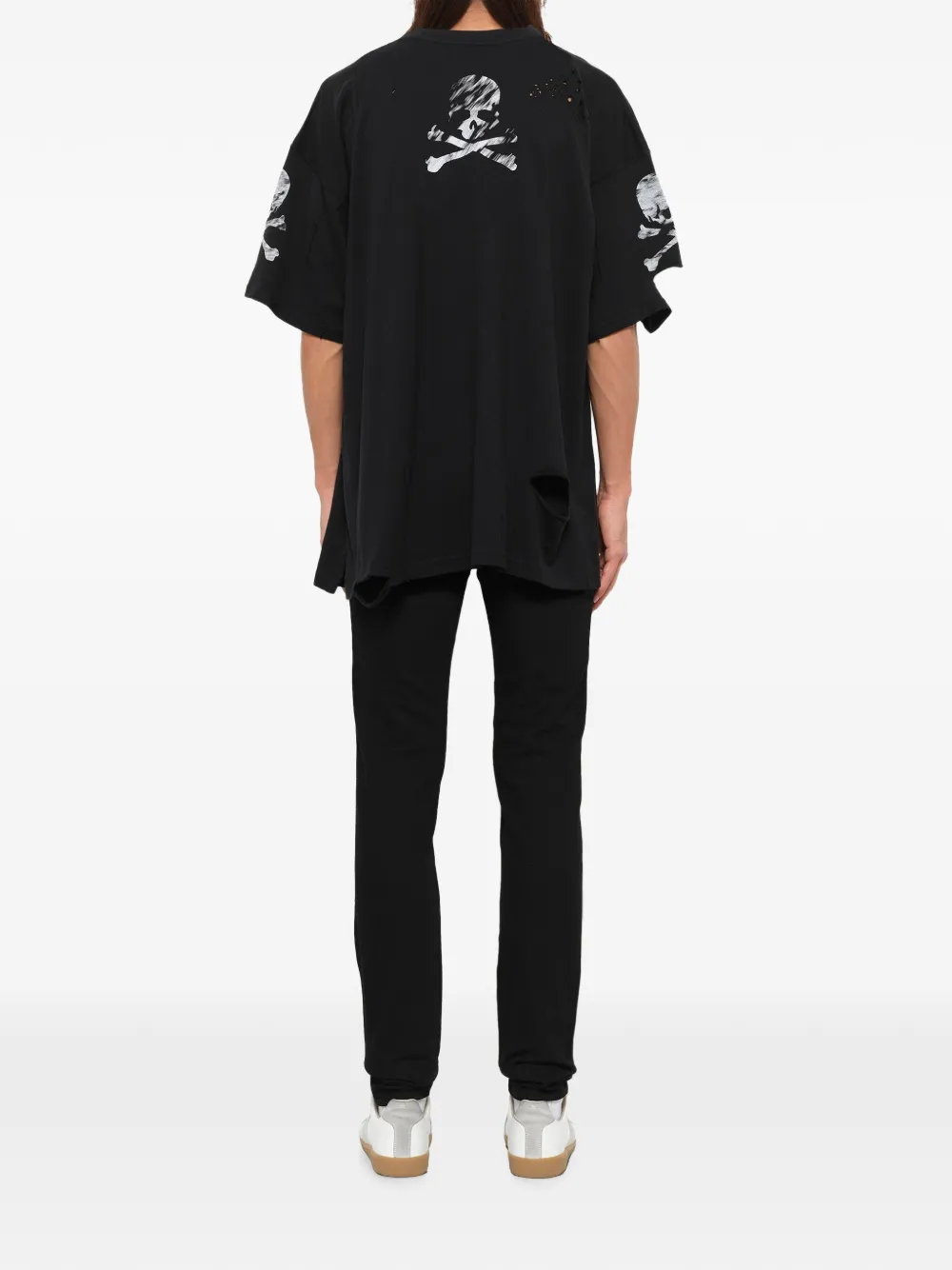 Mastermind Japan Gerafeld T-shirt met doodskopprint Zwart