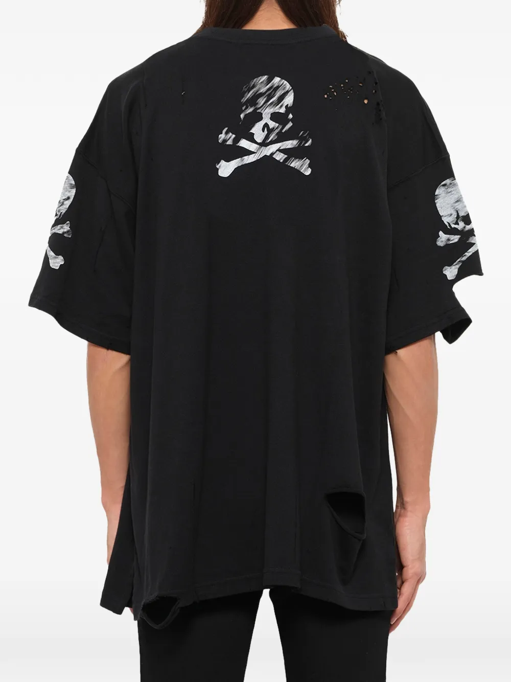 Mastermind Japan Gerafeld T-shirt met doodskopprint Zwart