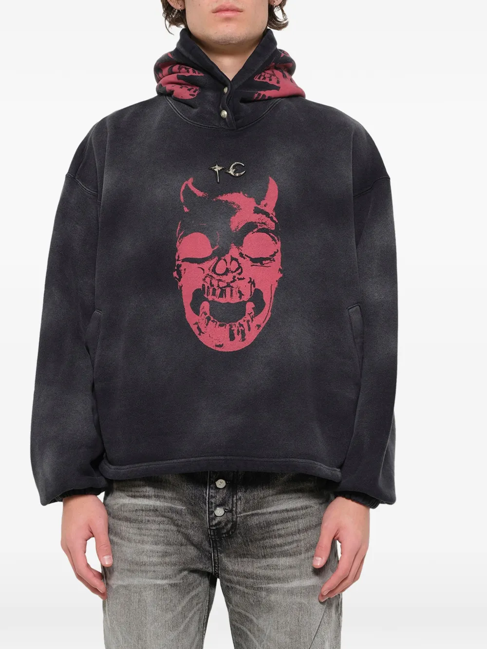 THUG CLUB Riding Skull hoodie Zwart