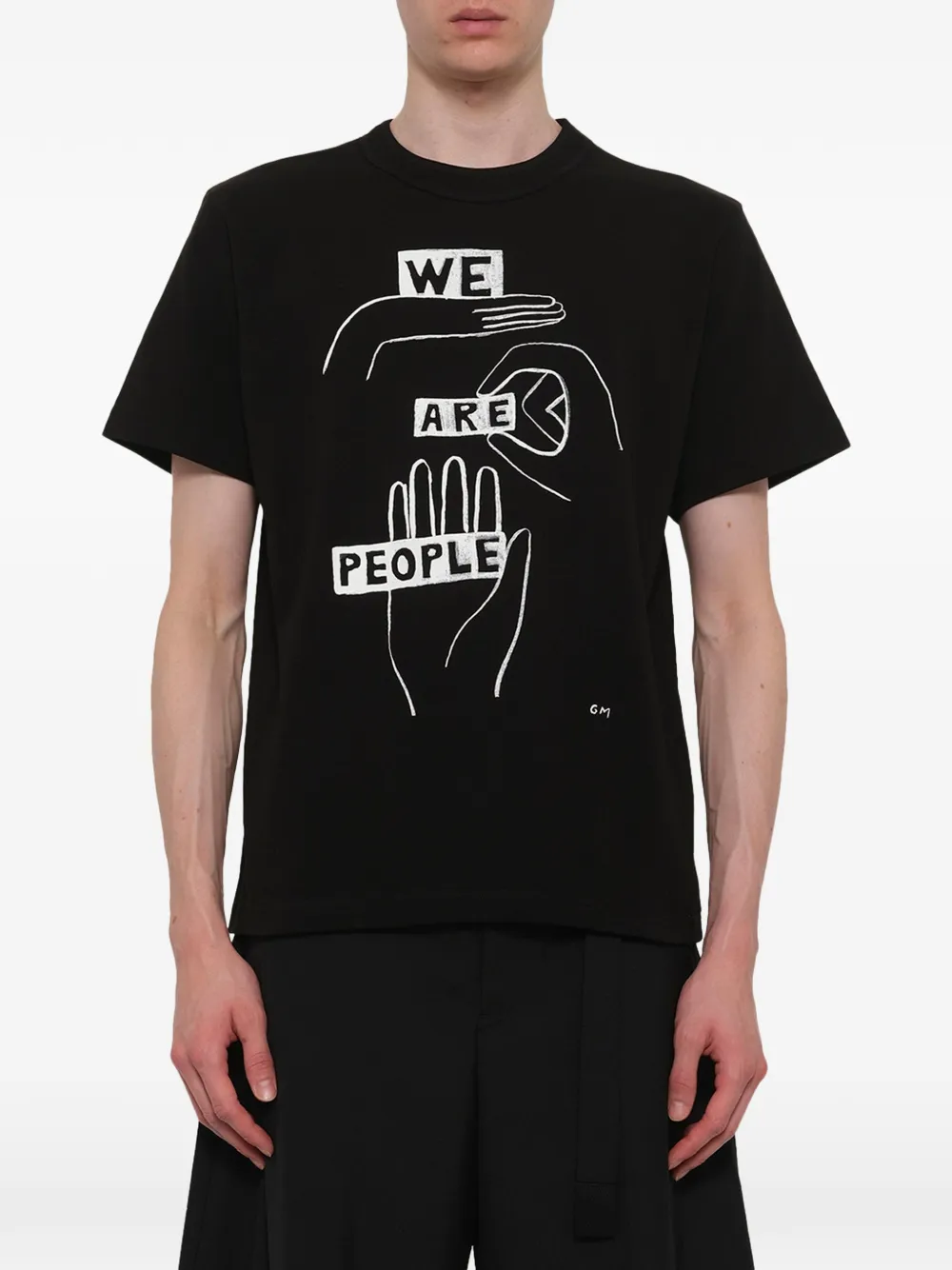 sacai x Geoff McFetridge T-shirt met grafische print Zwart